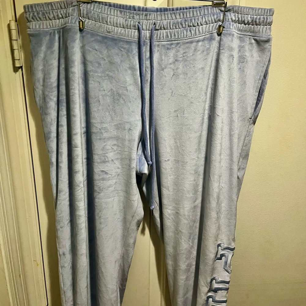Pink Vs Light Blue Velvet Plus Size Joggers/ Sweatpants View 3